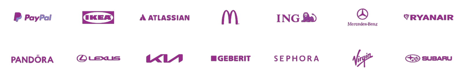 Collection of popular global brand logos in purple