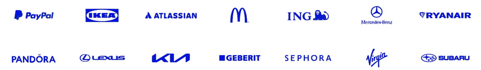 Collection of major global brand logos in blue