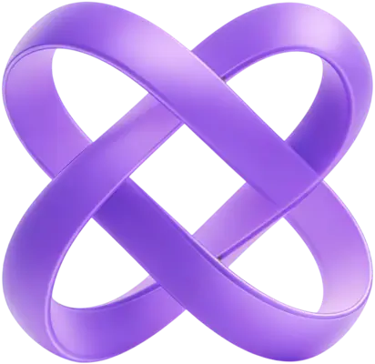 Abstract purple 3D infinity loop symbol