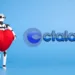 Humanoid robot holding large red heart