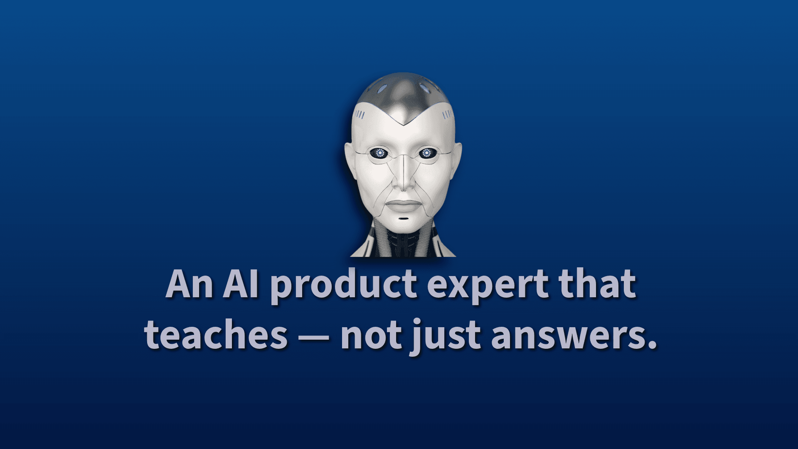 Humanoid robot above AI teaching tagline