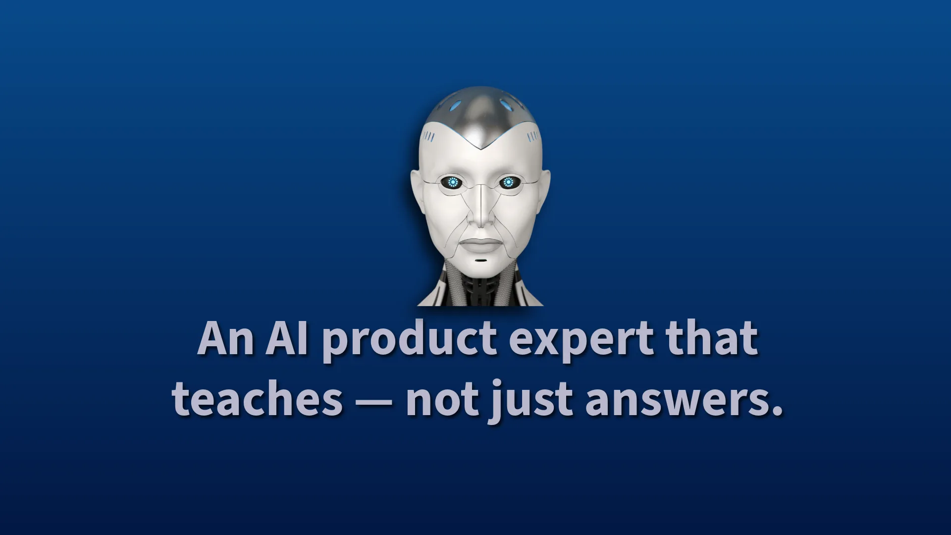 Humanoid robot above AI teaching tagline