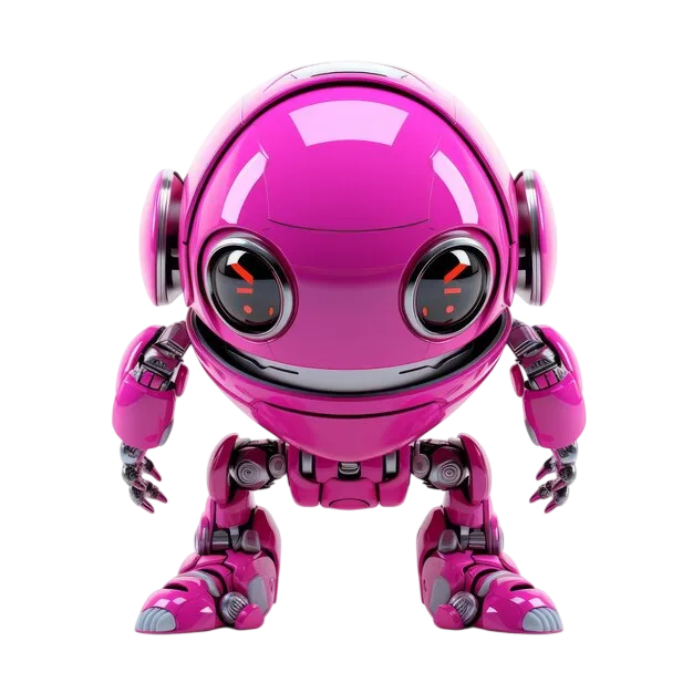 Cute pink robot with big round eyes