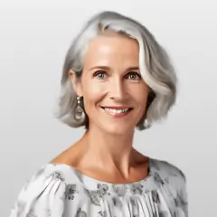 Smiling woman with short gray hair portrait